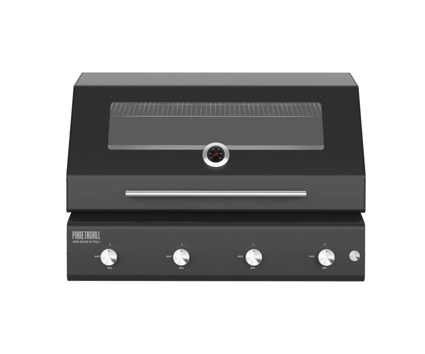 Barbecue a gas ad incasso Pianeta Grill Fry Top 750 – 4 fuochi nero con griglie tondino - Outdoor Privé