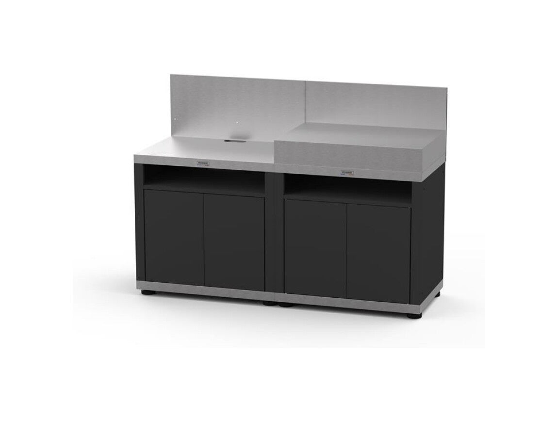 Cucina in linea nera con 2 elementi finitura top inox Le Marquier - Outdoor Privé