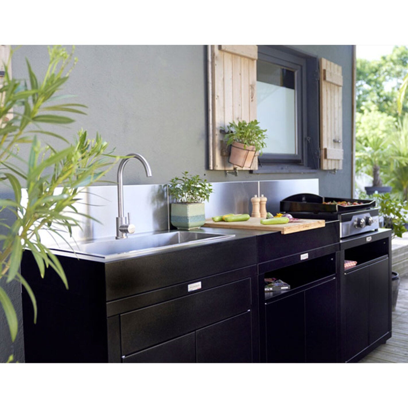 Mobile con Lavandino e miscelatore Nero Le Marquier - Outdoor Privé
