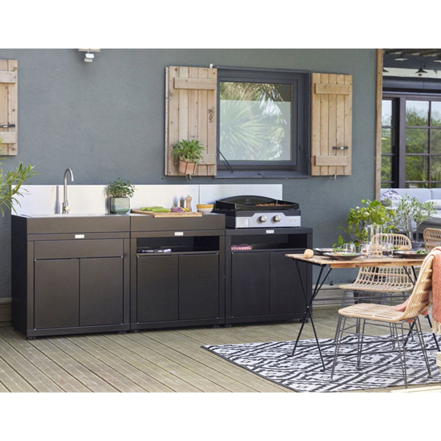 Mobile con Lavandino e miscelatore Nero Le Marquier - Outdoor Privé