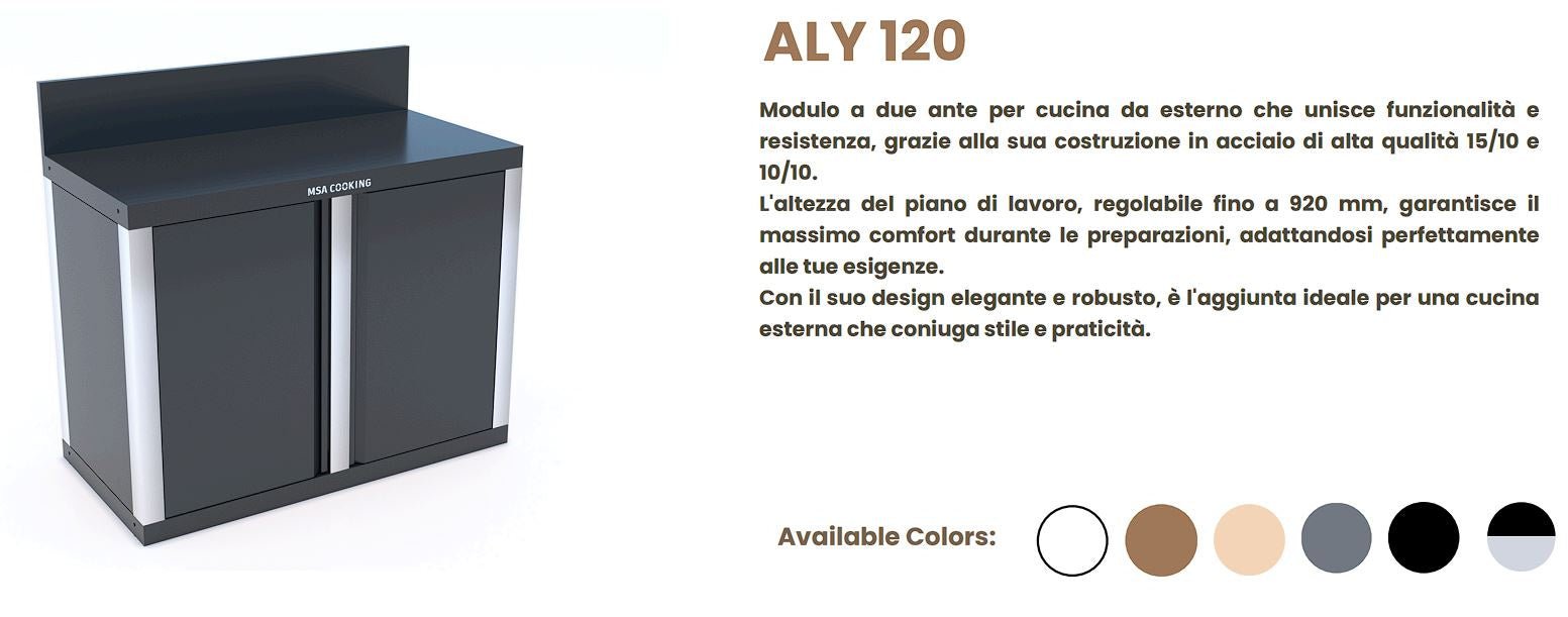 ALY 120 Modulo a 2 ante per cucina da esterno in acciaio verniciato MSA Cooking - Outdoor Privé