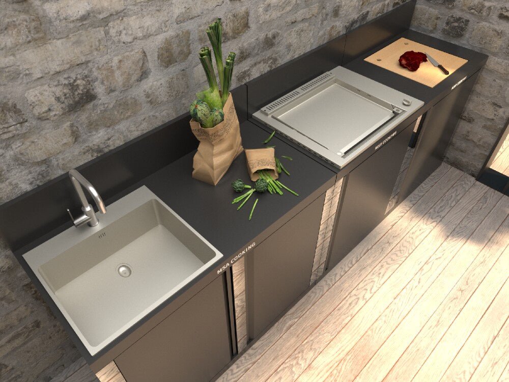 ALY 60 Modulo elemento per cucina da esterno ad angolo in acciaio verniciato MSA Cooking - Outdoor Privé
