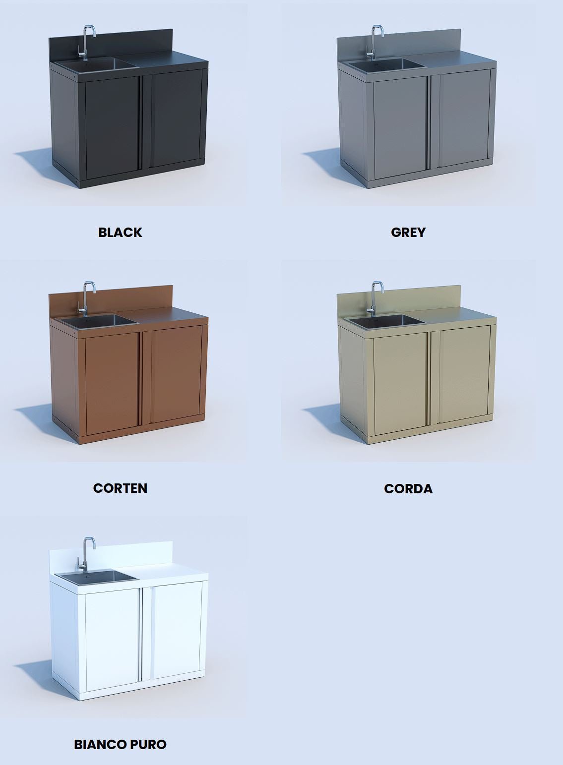 Modulo cucina ALY 80 a un'anta di MSA Cooking colori disponibili- Outdoor Privé