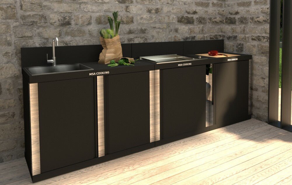 ALY Cucina modulare da esterno in acciaio verniciato con piastra incasso e tagliere Msa Cooking - Outdoor Privé