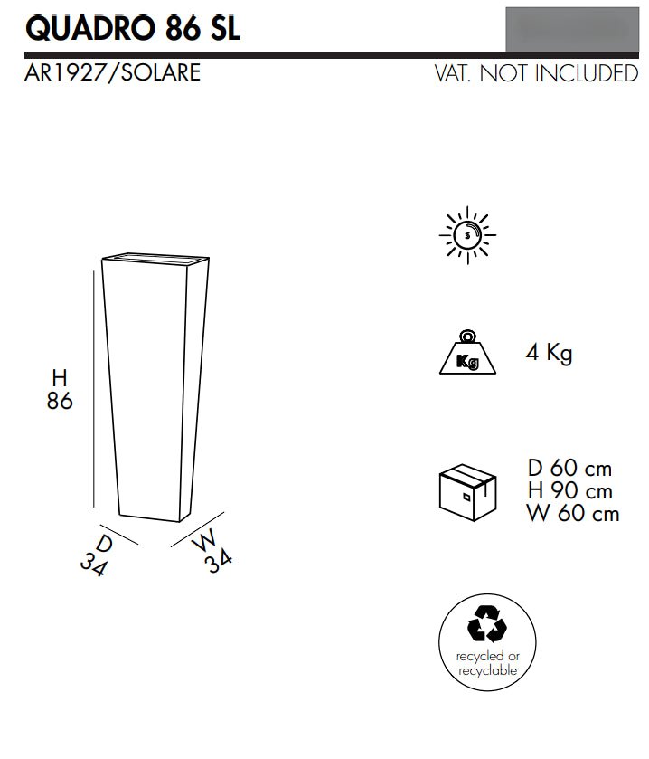 Vaso luminoso Quadro 86 SL Arkema - Outdoor Privé