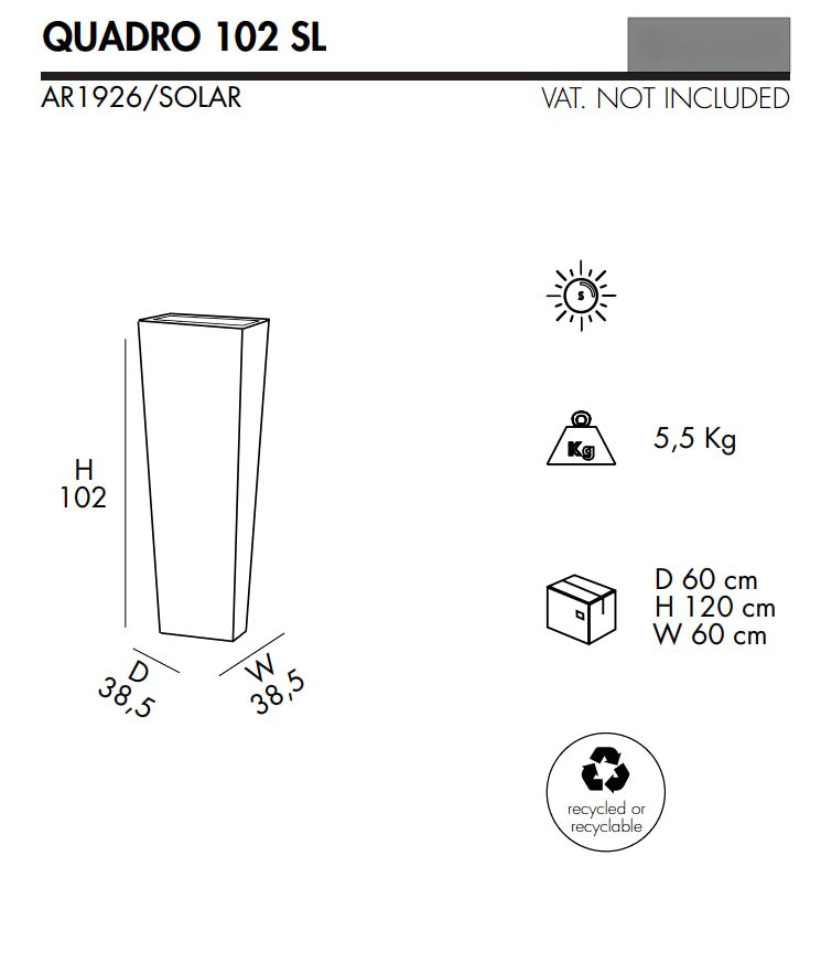 Vaso luminoso Quadro 102 SL Arkema - Outdoor Privé