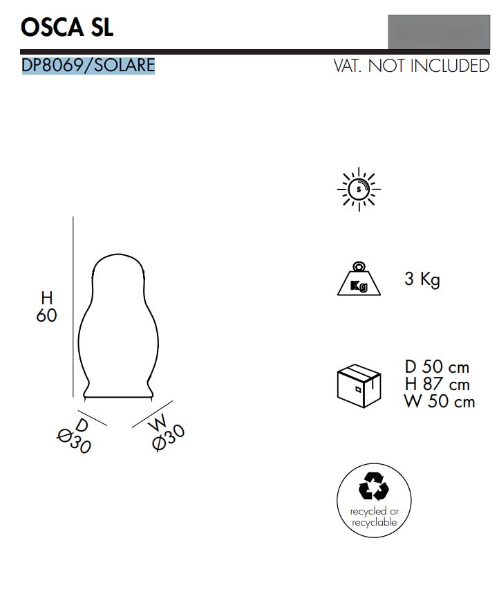 Lampada da terra fotovoltaico Osca SL Arkema - Outdoor Privé