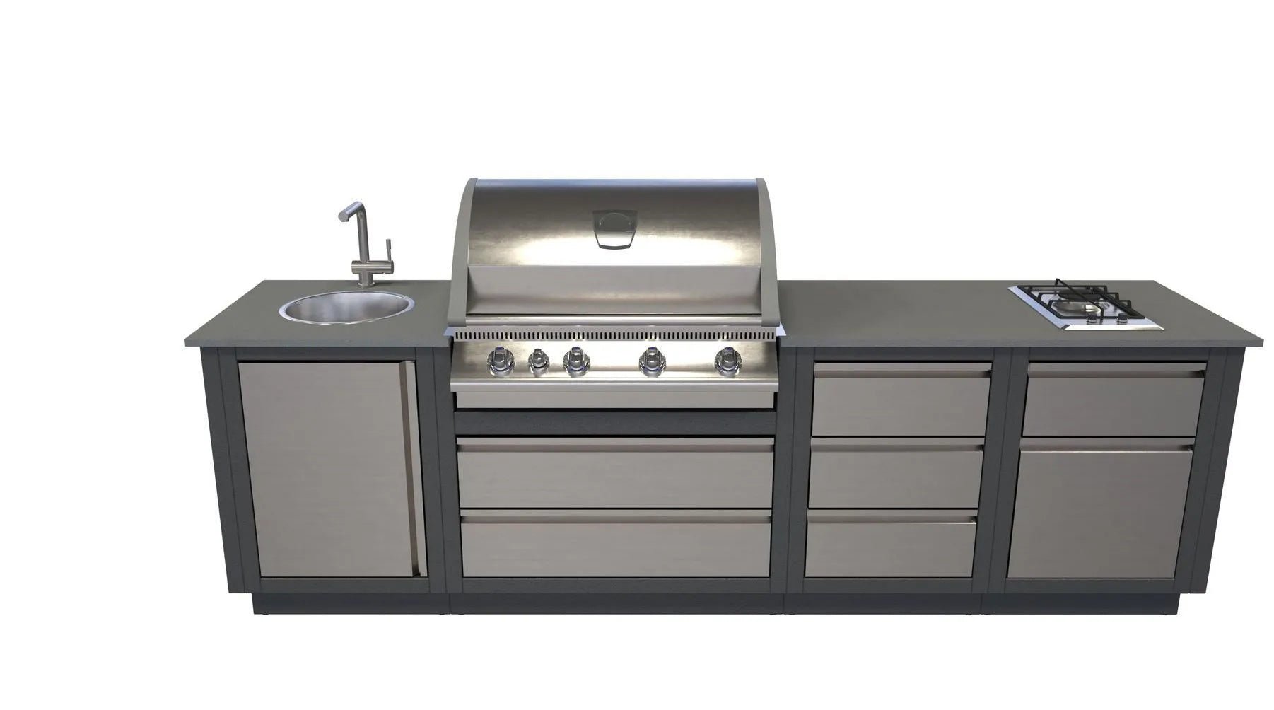 Cucina da esterno Oasis con 4 Moduli: Lavello / Fuoco laterale / Bbq Bilex605 Napoleon - Outdoor Privé
