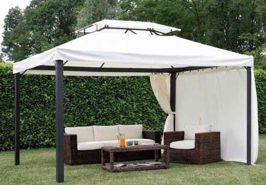 Gazebo Nebraska per giardino in alluminio rettangolare 3x4 tende laterali - Outdoor Privé