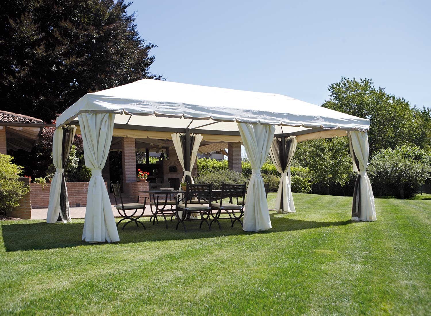 Gazebo Nebraska alluminio rettangolare 6×3 tende laterali - Outdoor Privé