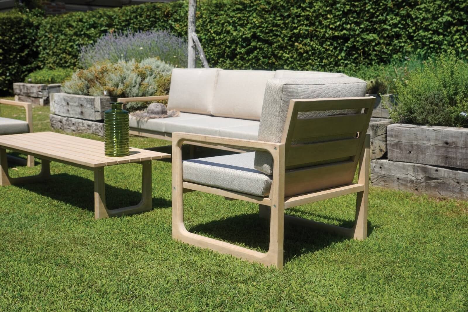 SET SALOTTO DRESDA IN ACACIA CON DIVANO A 3 POSTI - Outdoor Privé