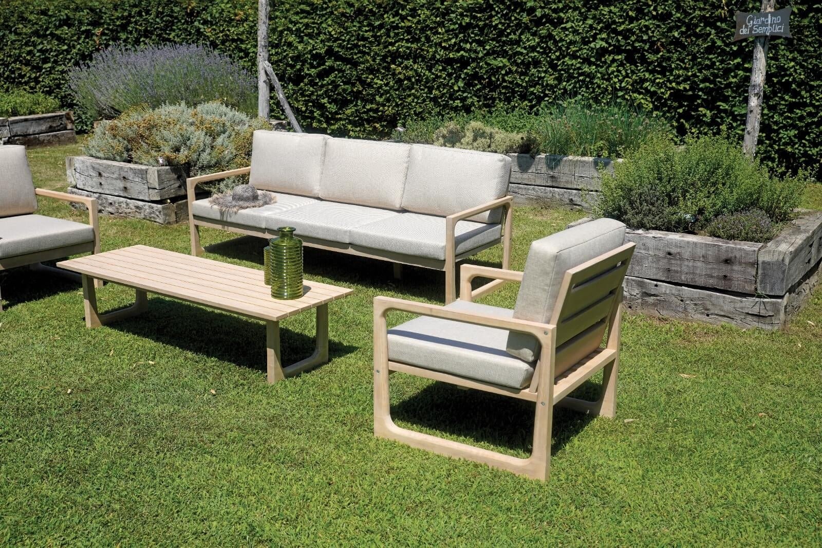 SET SALOTTO DRESDA IN ACACIA CON DIVANO A 3 POSTI - Outdoor Privé