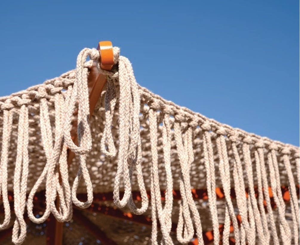 Ombrellone MACRAME rotondo Ø 2,5 mt. in corda con bastone in legno e doppia carrucola - Outdoor Privé