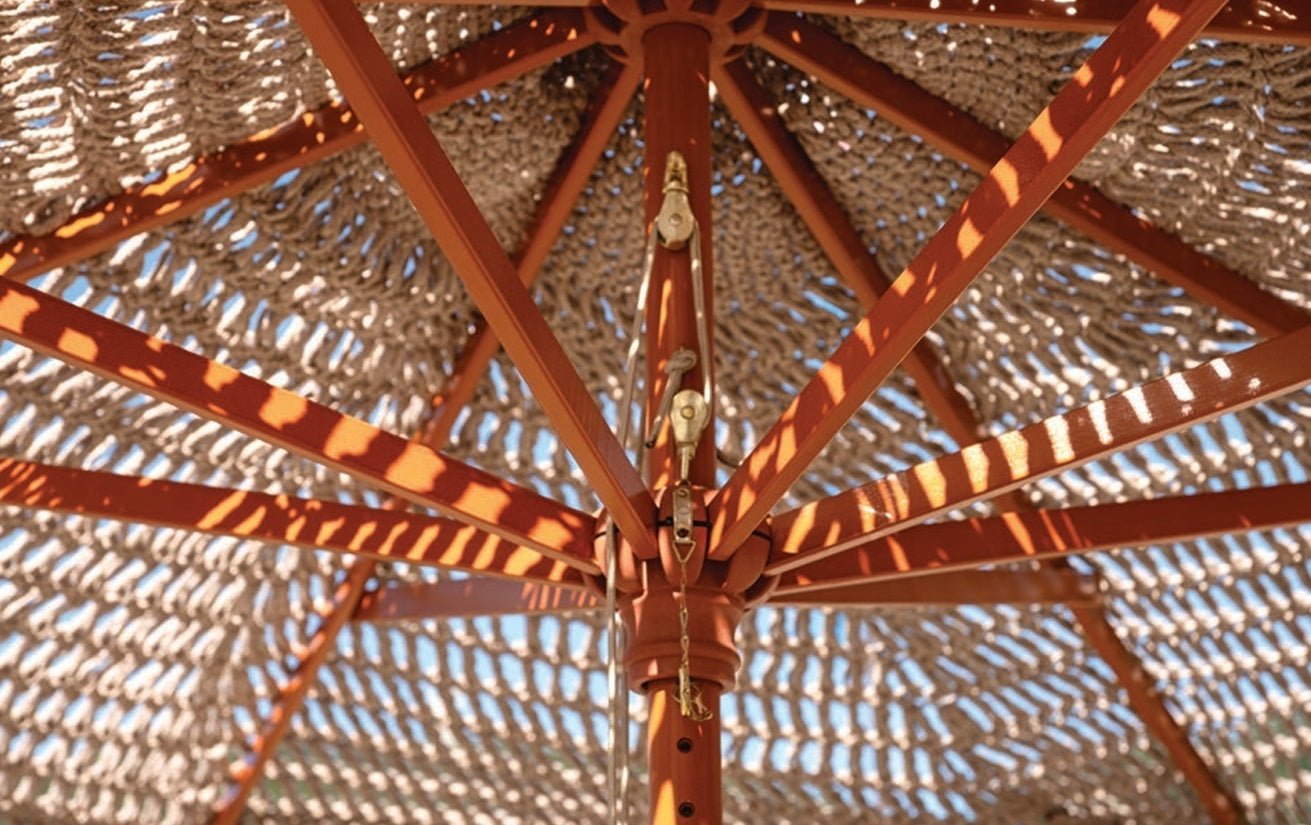 Ombrellone MACRAME rotondo Ø 2,5 mt. in corda con bastone in legno e doppia carrucola - Outdoor Privé