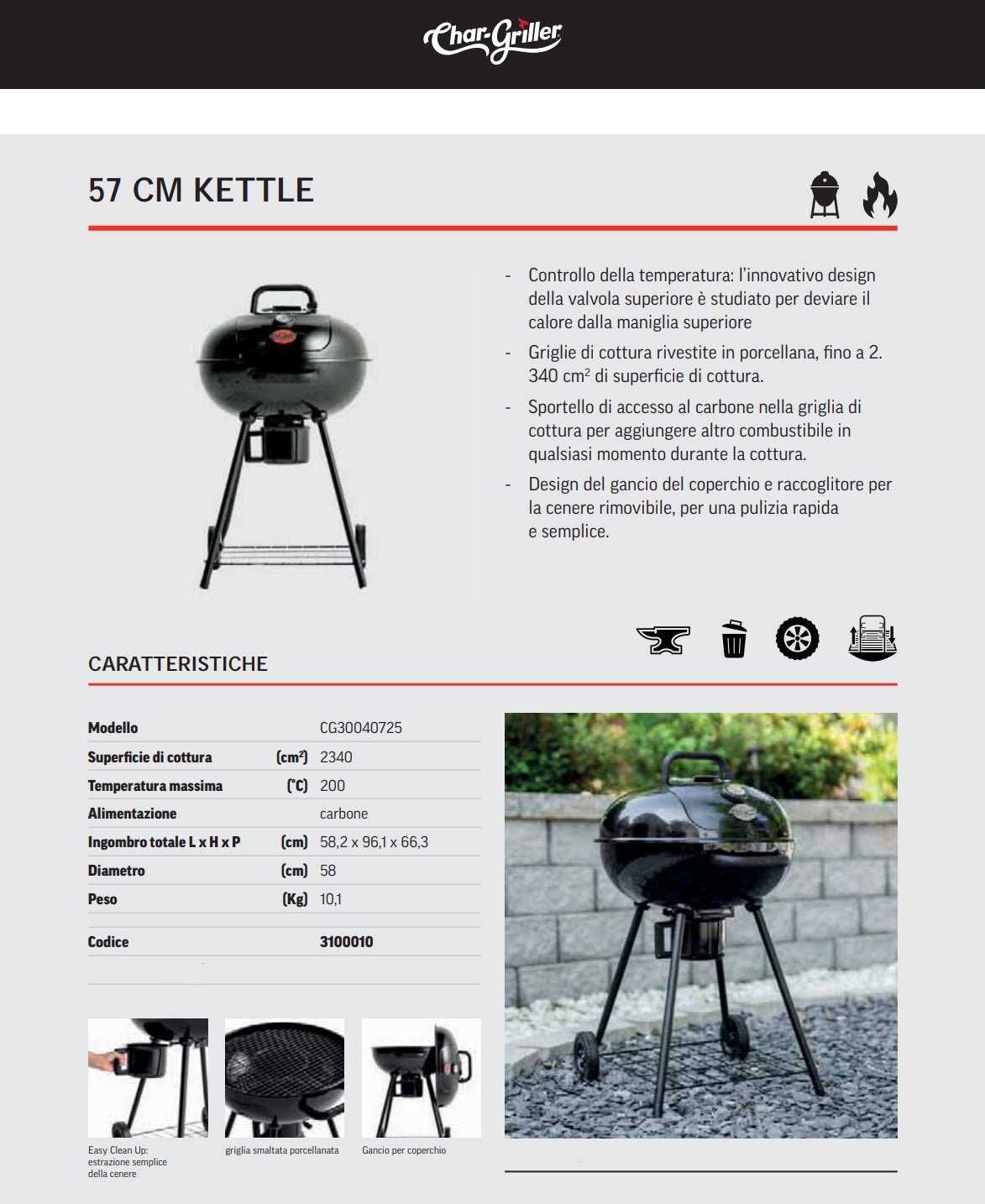 Barbecue a carbone Kettle 57cm Char - griller - Outdoor Privé