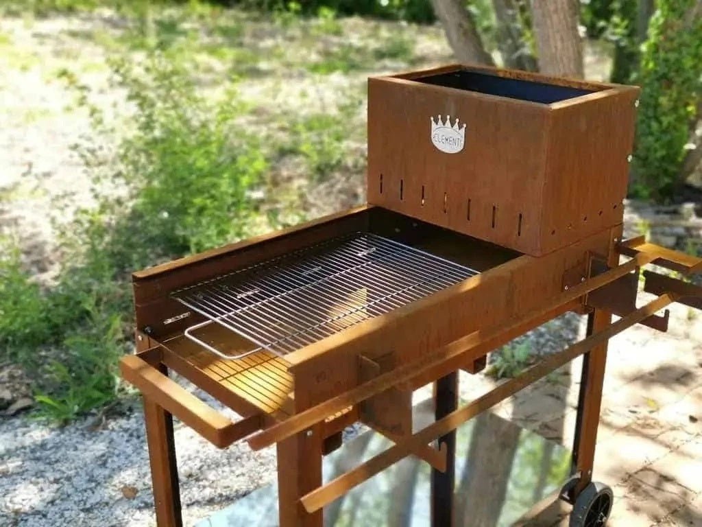 Barbecue A Legna In Acciaio Corten Flipper Clementi - Outdoor Privé