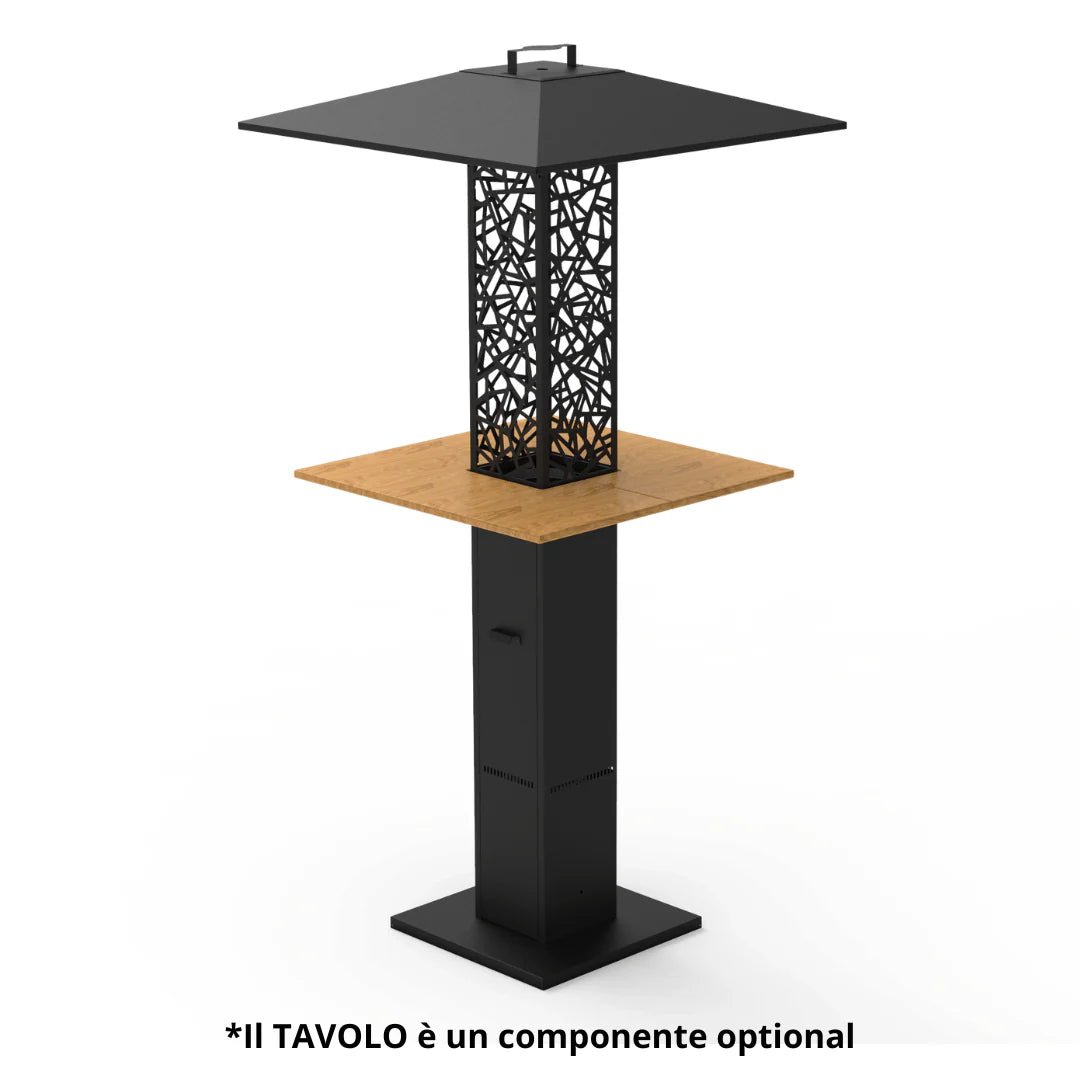 Riscaldatore a pellet Flamec Novio – fungo con vetro ceramico - Outdoor Privé