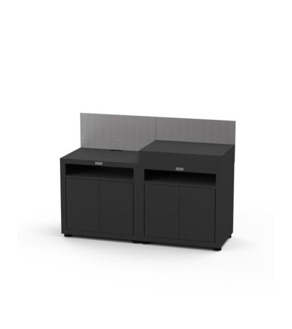 Cucina in linea nera 2 elementi finitura top acciaio nero Le Marquier - Outdoor Privé