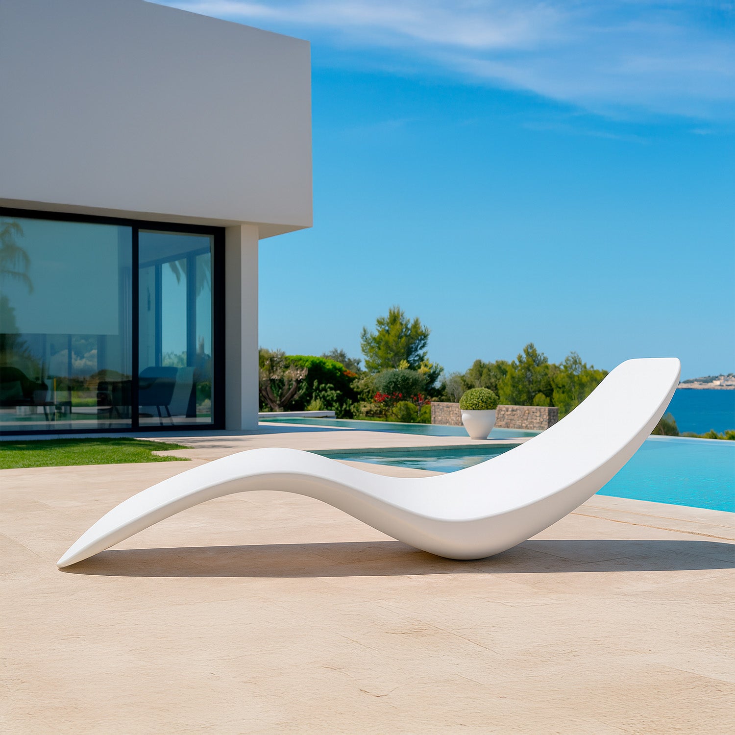 Chaise Longue in fibra di vetro Sined Antares Bianco - Outdoor Privé
