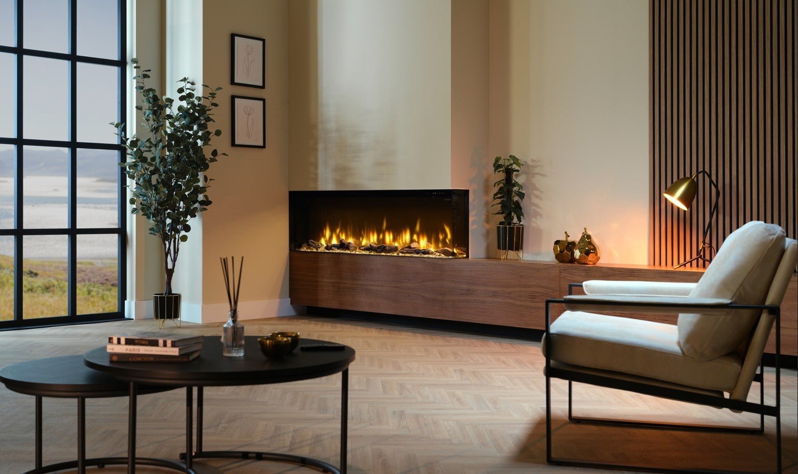 Caminetto elettrico MaisonFire Ignite Bold 50/60/74 – frontale, angolare o trifacciale - Outdoor Privé