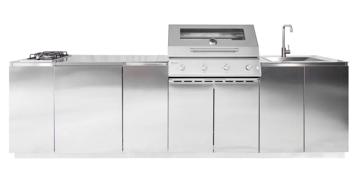 Cucina da Esterno completa Flaminia Roma 300 Inox – Barbecue 4 fuochi a Gas - Outdoor Privé