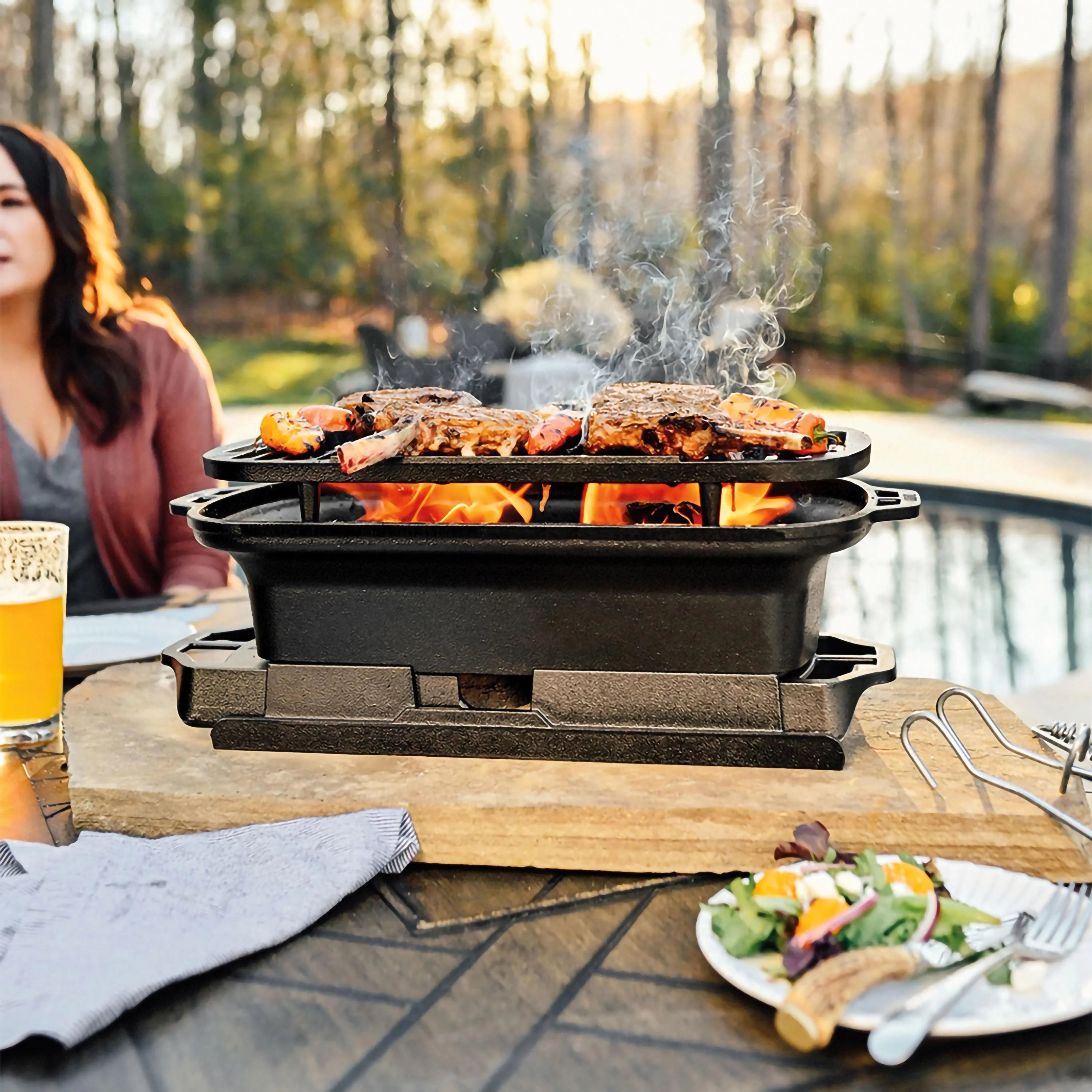 Griglia a carbone portatile in ghisa Lodge Sportsman Pro - Outdoor Privé