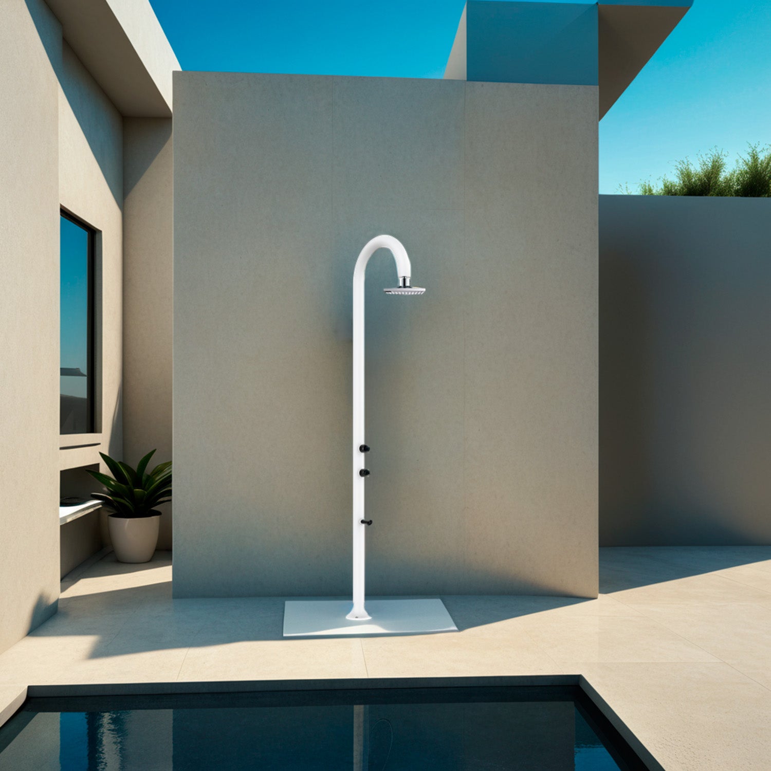 Doccia esterna Sined Luna Alu Bianca con soffione LCD – alluminio - Outdoor Privé