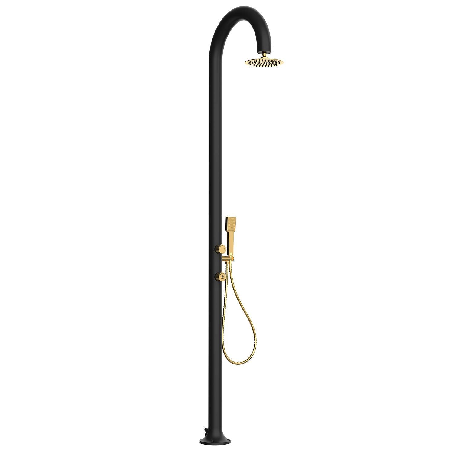 Doccia esterna Sined Luna Alu D Nera Oro – design nero - oro, doppio attacco e doccino - Outdoor Privé