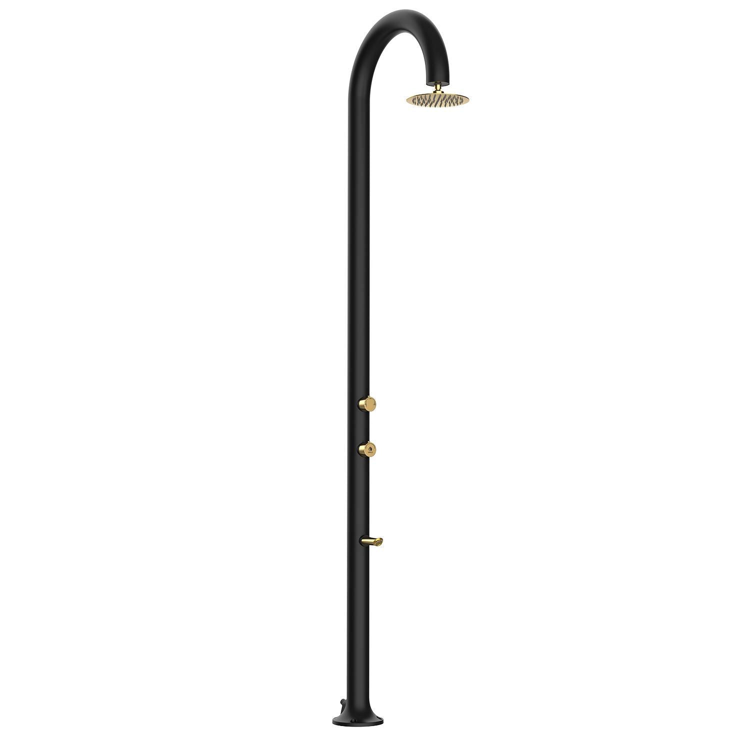 Doccia esterna Sined Luna Alu D Nera Oro – alluminio nero - oro con doccino e doppio attacco - Outdoor Privé