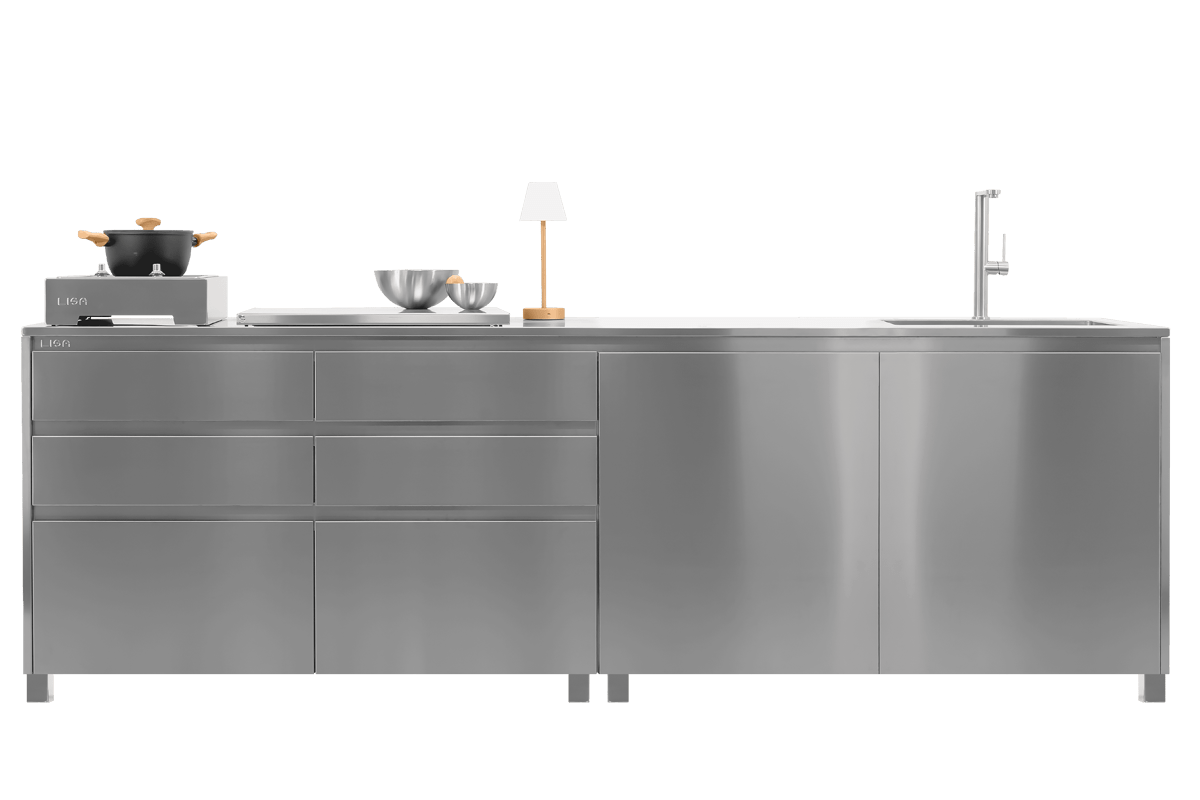 Cucina da esterno Panarea – isola inox 188×100 cm personalizzabile, 3 configurazioni preimpostate - Outdoor Privé