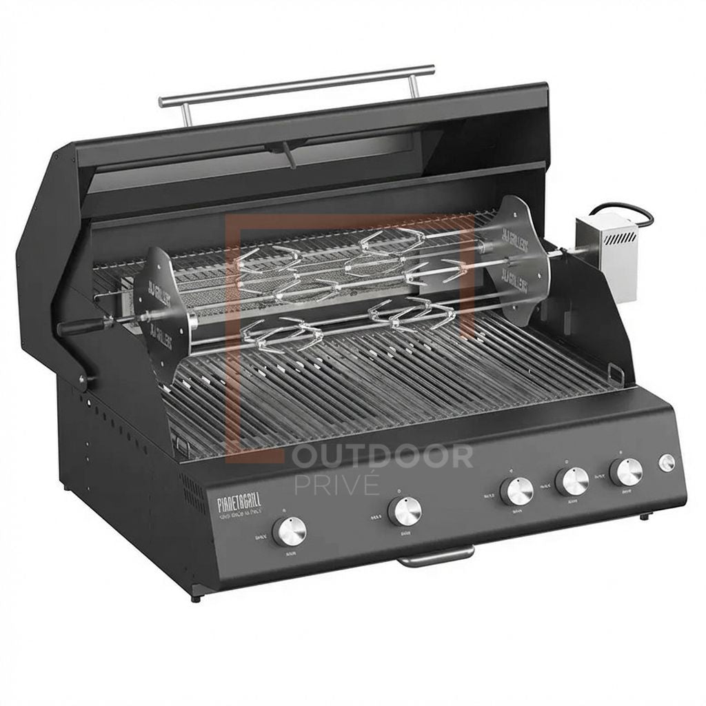 Barbecue a gas Pianeta Grill Fry Top 750 Range Nero – 5 fuochi con griglie a tondino - Outdoor Privé