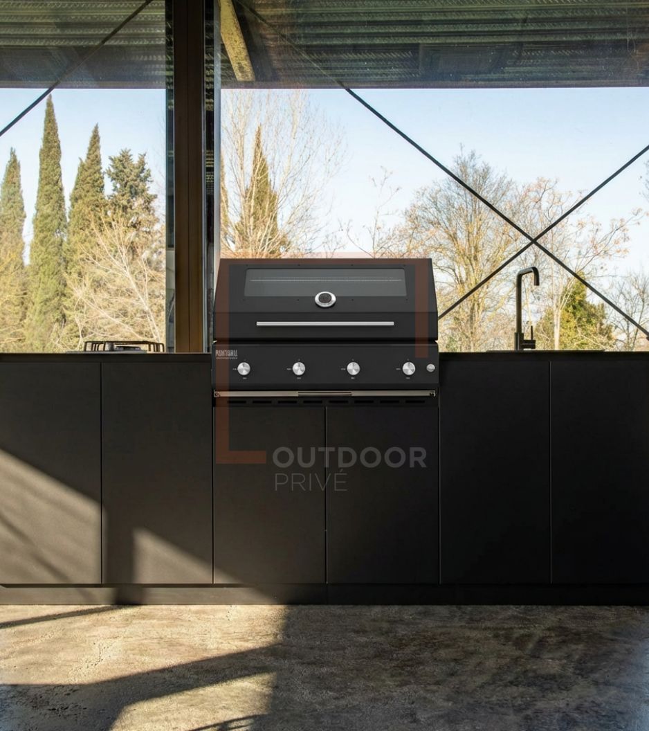 Cucina da Esterno completa Flaminia Urbino 240 – Barbecue Black a Gas 4 Fuochi Black - Outdoor Privé