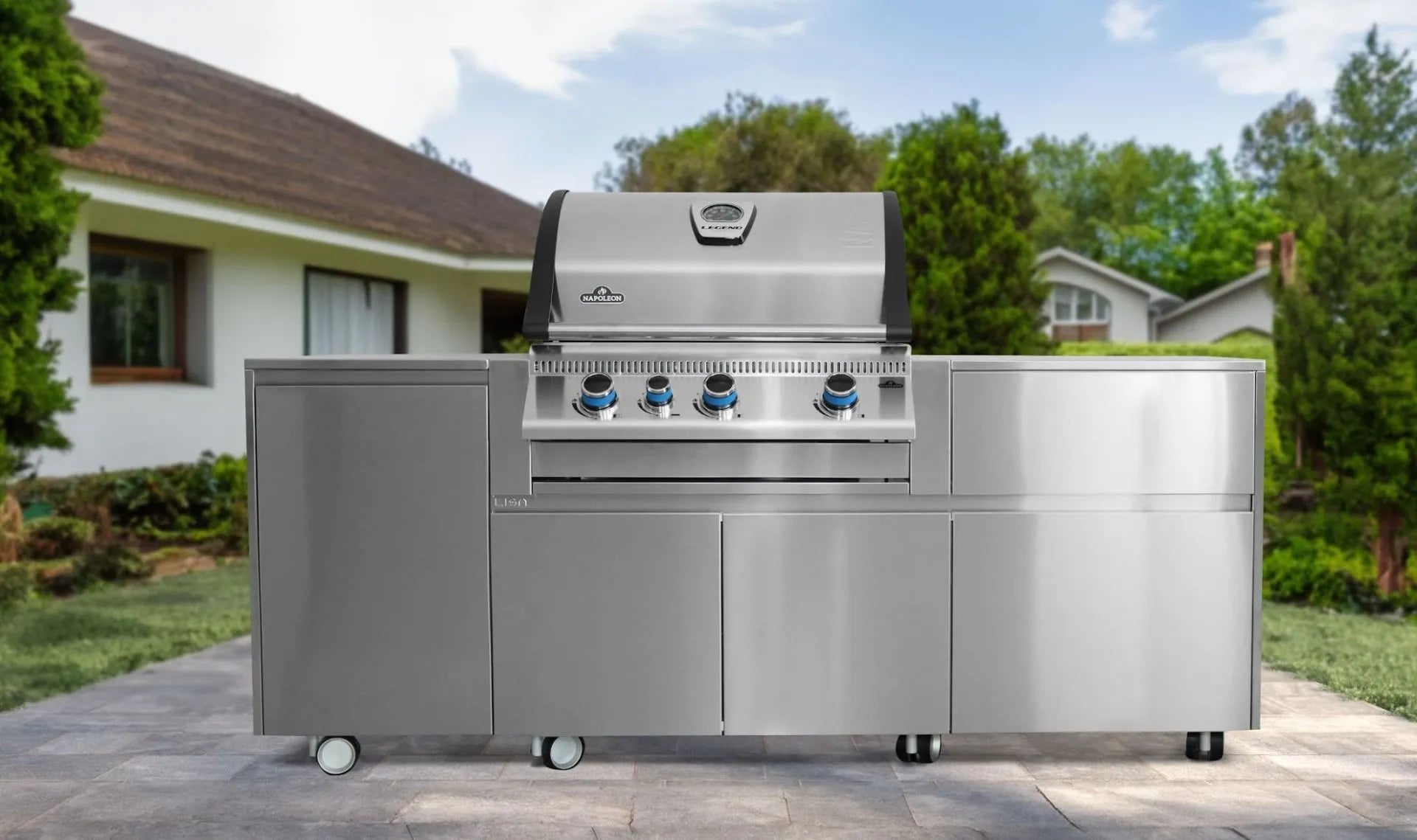 Cucina da esterno Liberty Steel 90 cm – isola inox con BBQ Napoleon BILEX605 - Outdoor Privé