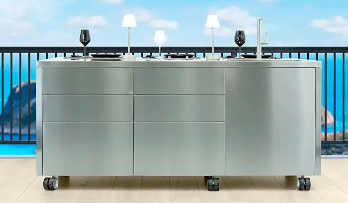 Cucina da esterno Panarea – isola inox 188×100 cm personalizzabile, 3 configurazioni preimpostate - Outdoor Privé