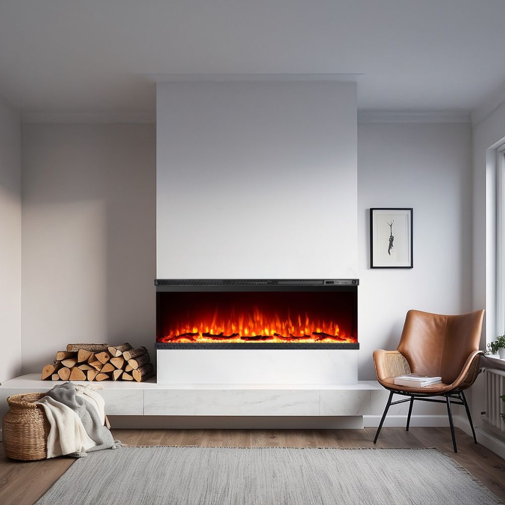 Camino elettrico Divina Fire Boston 130 da parete e incasso a 3 lati - Outdoor Privé