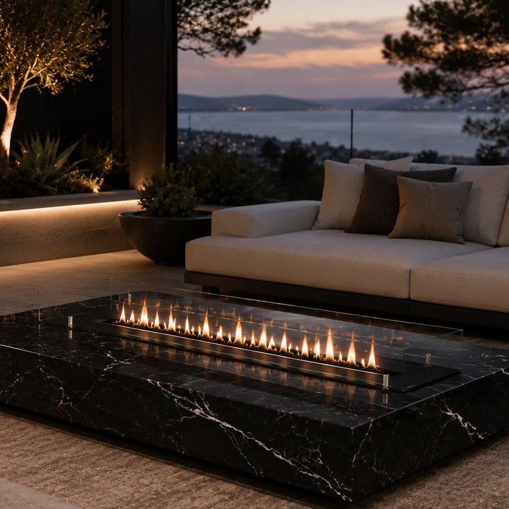 Bruciatore a bioetanolo Divina Fire DF1200VBLACK Topline Black Edition da incasso - Outdoor Privé