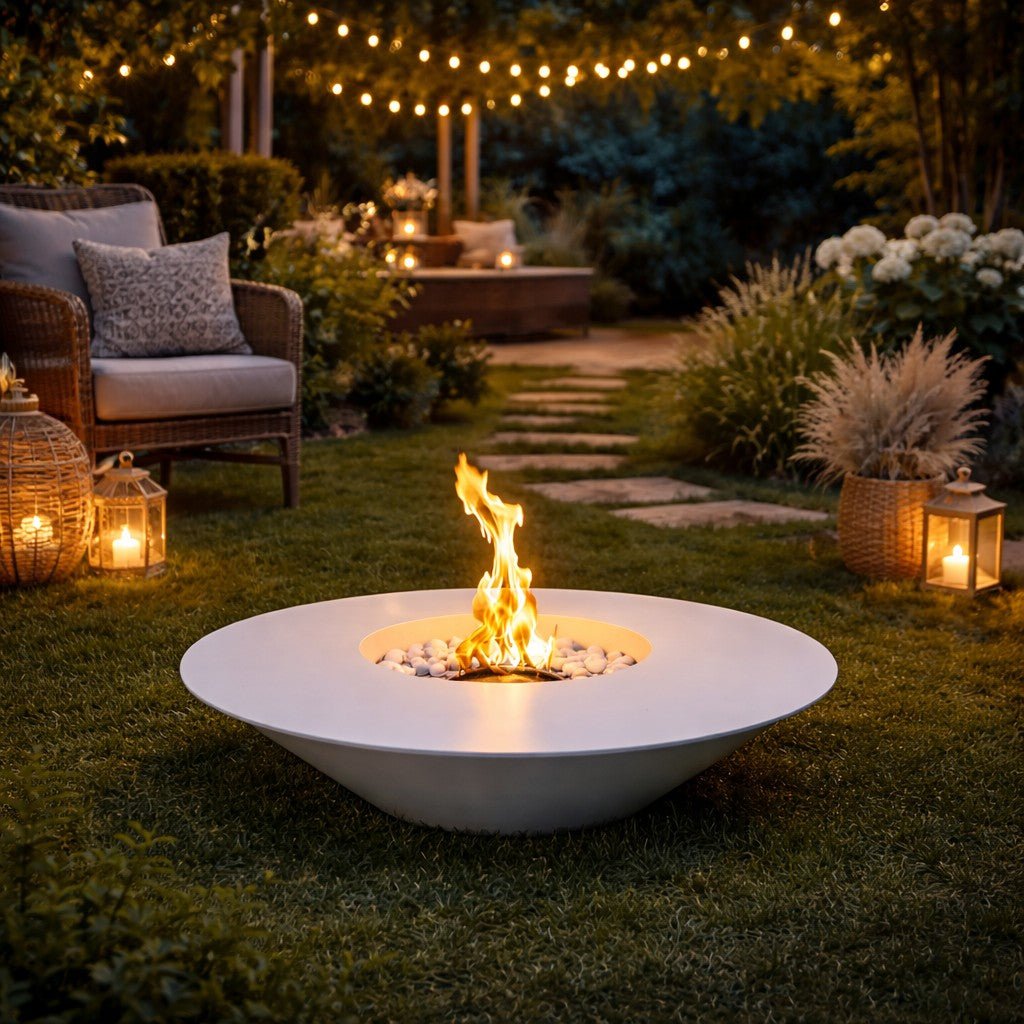 Biocamino Divina Fire Santorini da terra per esterno bianco o nero - Outdoor Privé