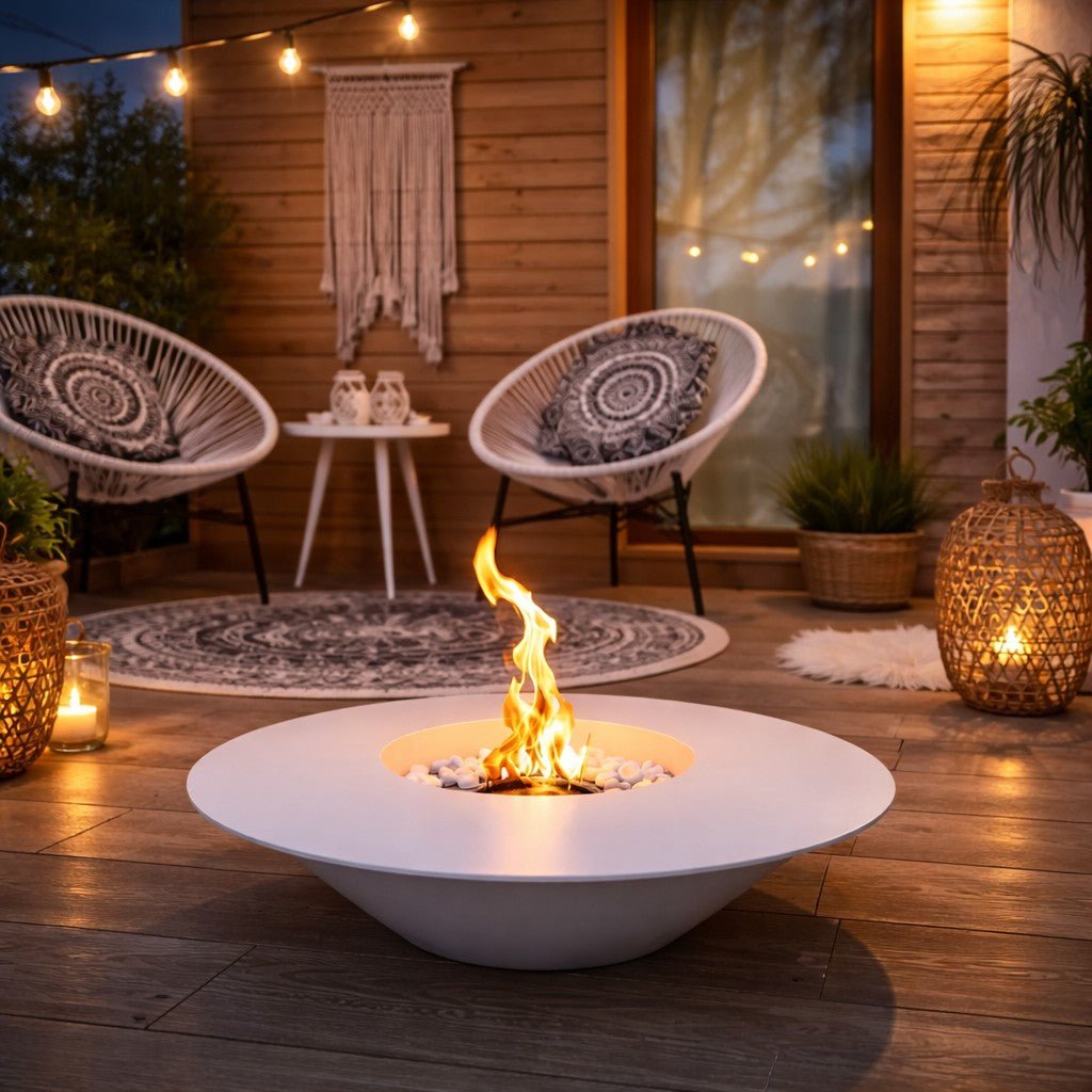 Biocamino Divina Fire Santorini da terra per esterno bianco o nero - Outdoor Privé