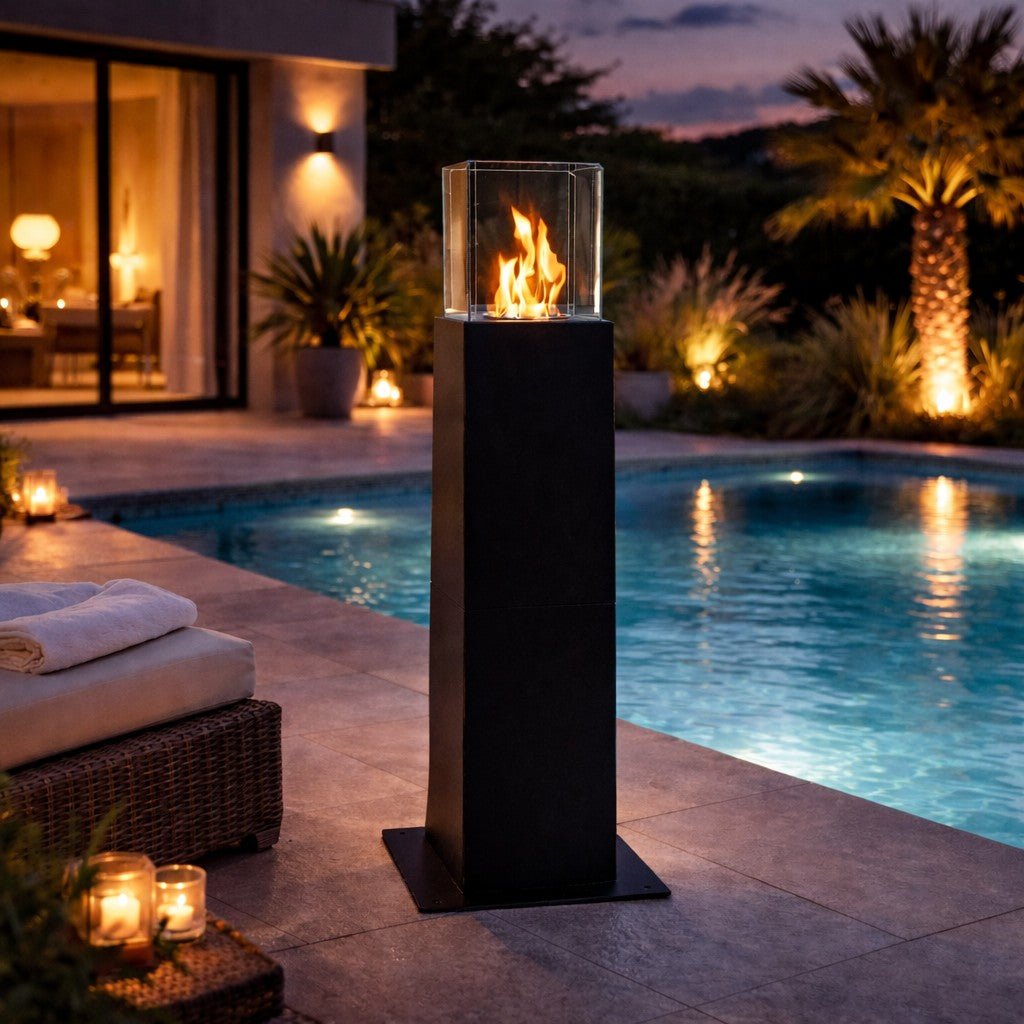 Biocamino Divina Fire Capri 110 da terra per esterno bianco o nero - Outdoor Privé