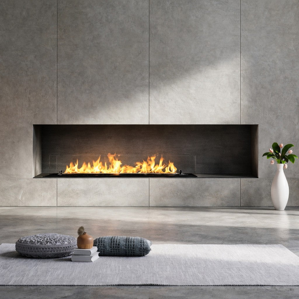 Bruciatore a bioetanolo Divina Fire DF94813 con vetri da incasso 100 cm - Outdoor Privé