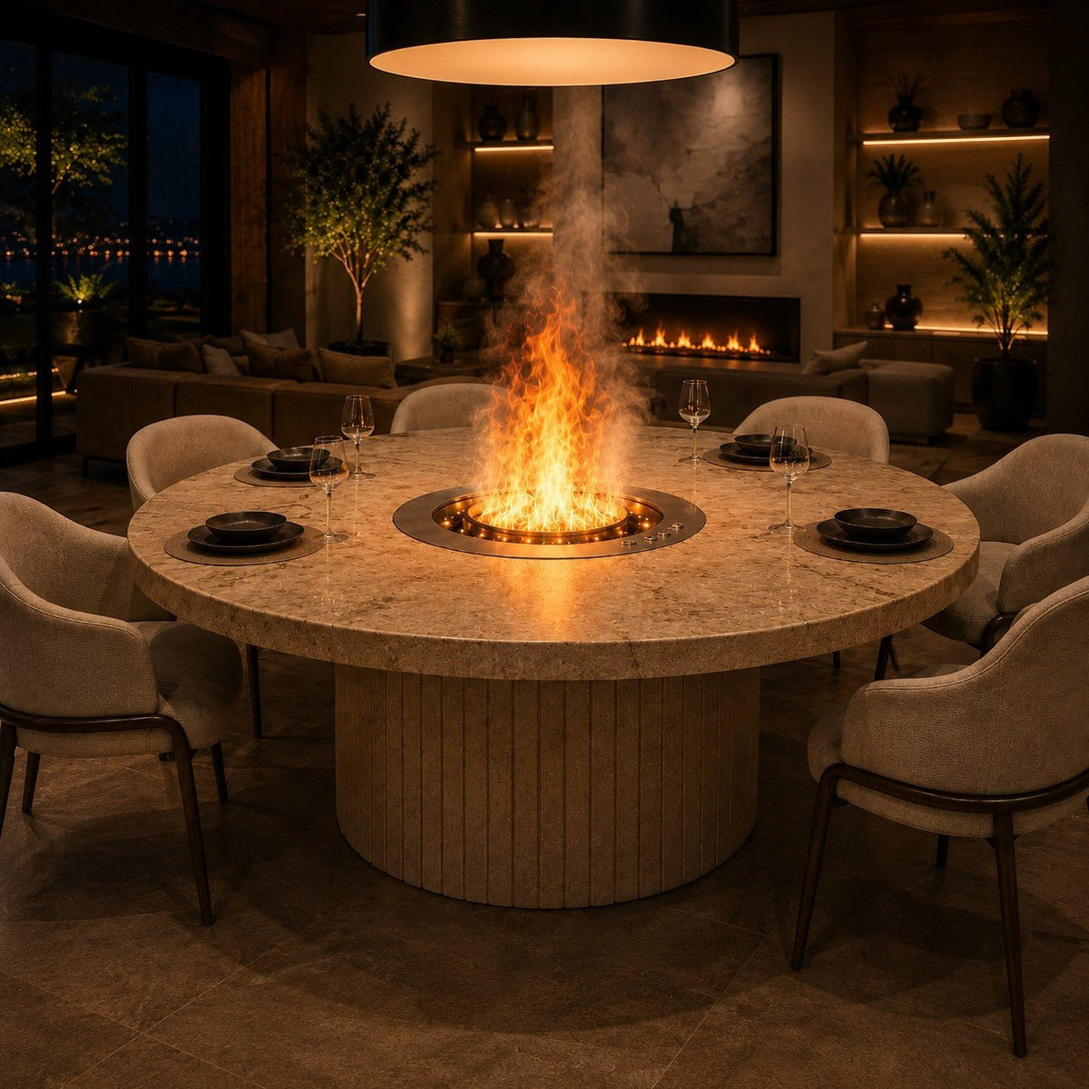 Camino a vapore acqueo 3D Divina Fire ROUND3D350 tondo da incasso per interno ed esterno - Outdoor Privé