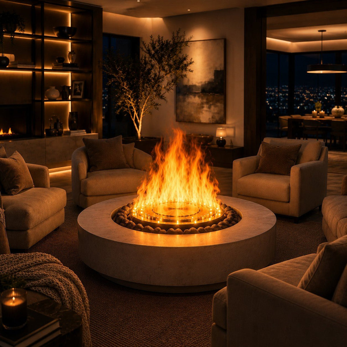 Camino a vapore acqueo 3D Divina Fire ROUND3D550 tondo da incasso per interno ed esterno - Outdoor Privé