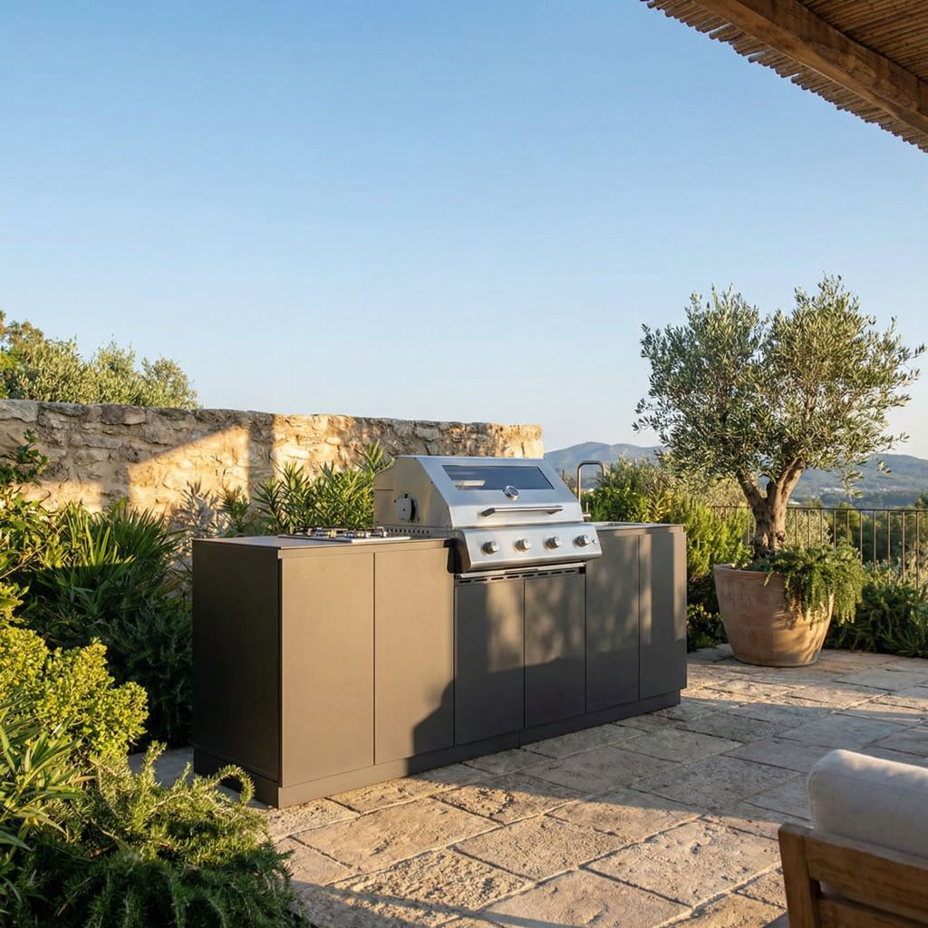 Cucina da Esterno Flaminia – Monoblocco con Barbecue a Gas 4 Fuochi e Fornello Laterale - Outdoor Privé