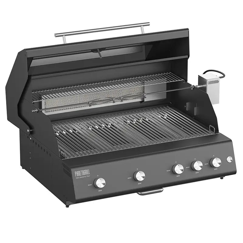 Barbecue a gas Pianeta Grill Fry Top 750 Range Nero – 5 fuochi con griglie a tondino - Outdoor Privé