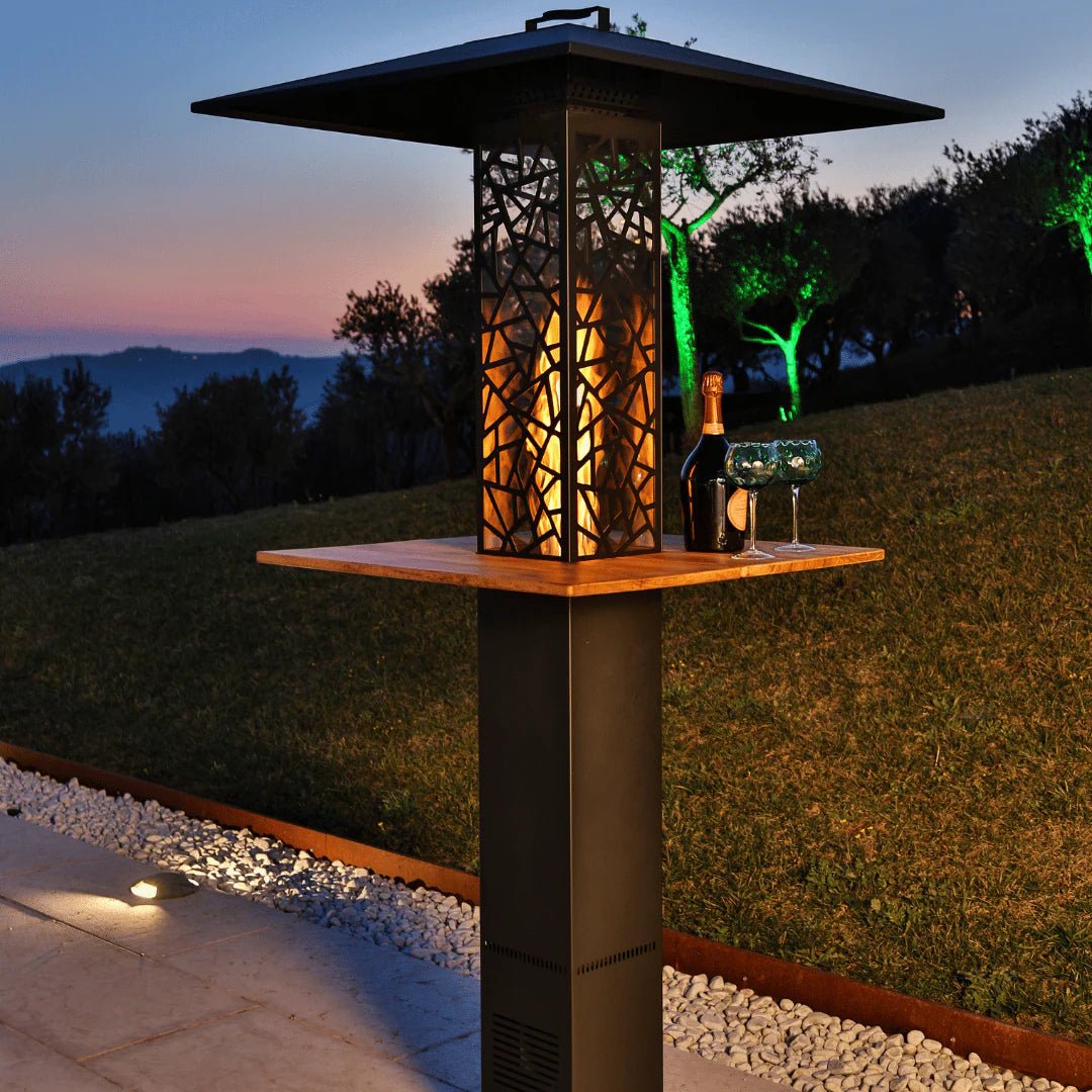 Riscaldatore a pellet Flamec Novio – fungo con vetro ceramico - Outdoor Privé
