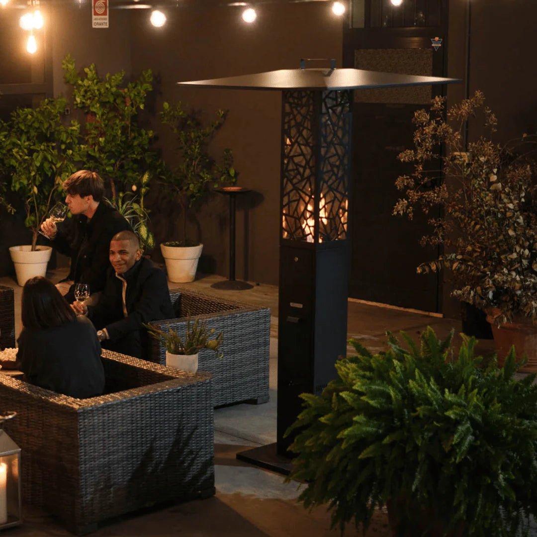 Riscaldatore a pellet Flamec Novio – fungo con vetro ceramico - Outdoor Privé