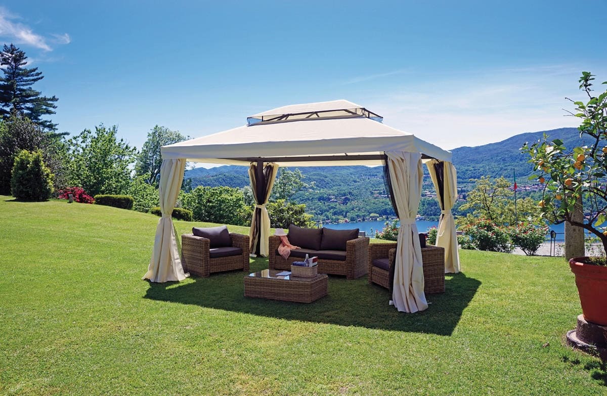 Gazebo Nebraska per giardino in alluminio rettangolare 3x4 tende laterali - Outdoor Privé