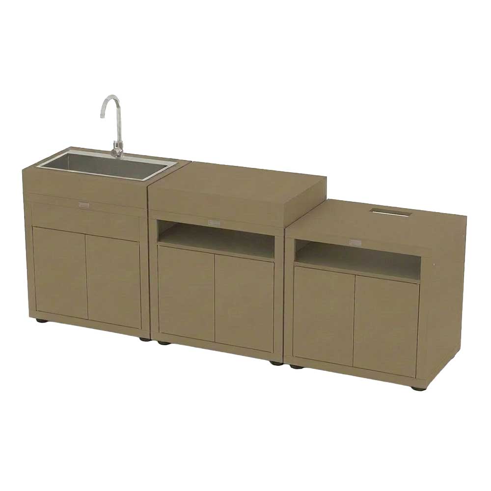 Cucina da esterno Le Marquier sabbia – 3 moduli con lavello - Outdoor Privé