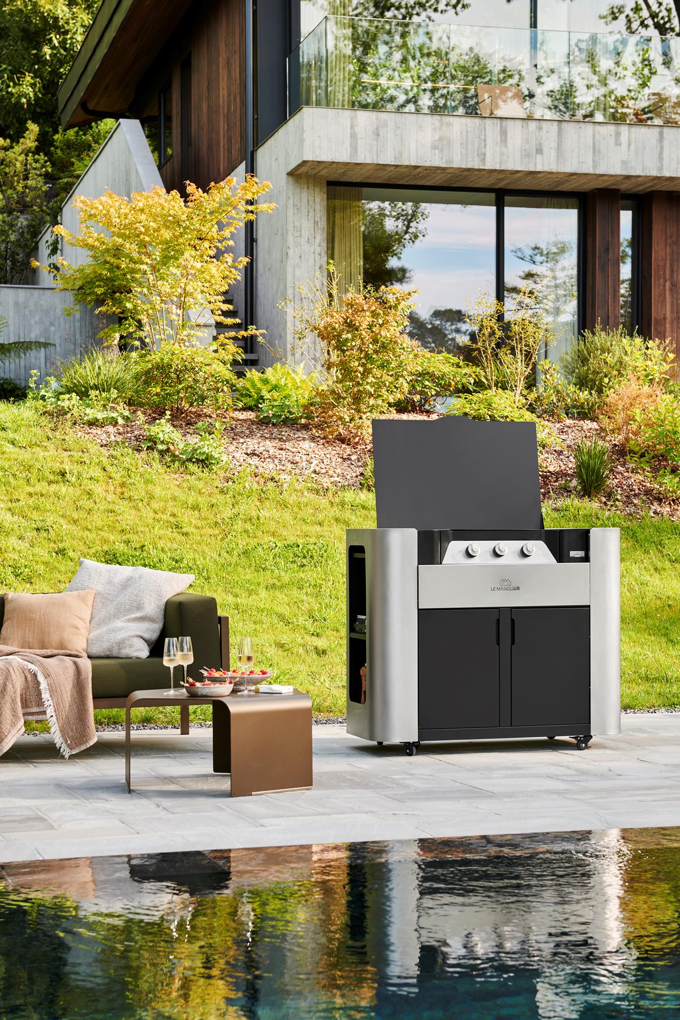 Plancha a gas Le Marquier Exclusive 375 XL – mobiletto inox e nero - Outdoor Privé