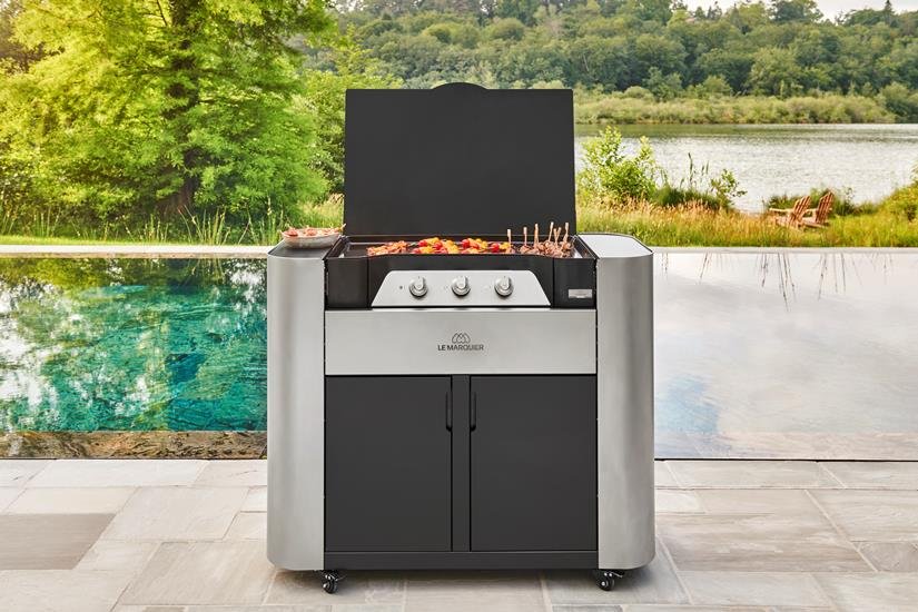 Plancha a gas Le Marquier Exclusive 375 XL – mobiletto inox e nero - Outdoor Privé